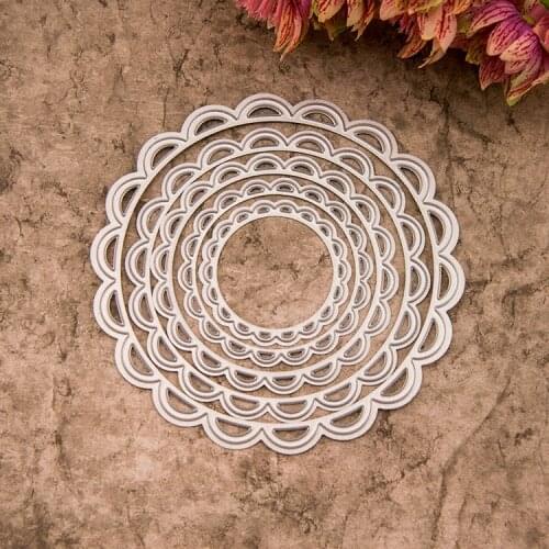 5 Pcs/set Circle Frames Cutting Dies Metal Craft Dies Cut for Scrapbooking DIY Greeting Cards Making Home Party Decoration