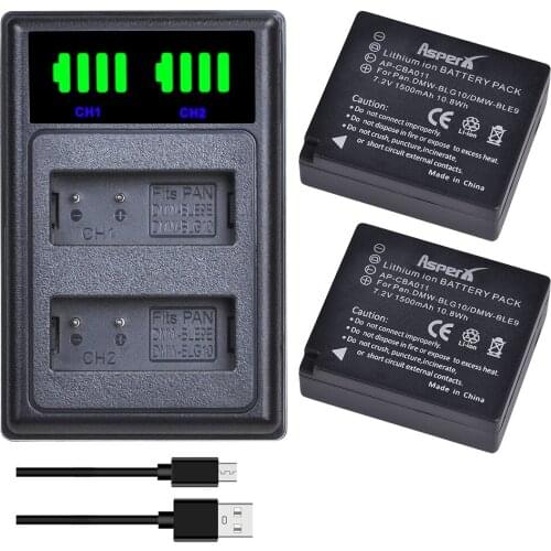 2Pc DMW-BLG10 BLG10 DMW-BLE9 Batteries + LED Dual USB Charger with Type C for Panasonic BPDC15 LUMIX GF5 GF6 GX7 LX100 GX80 GX85
