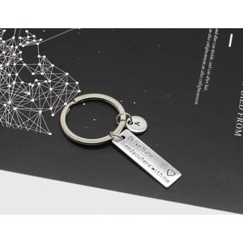 Drive SAFE I need you here with me / couple keychain / engraving keychain / A-Z letter keychain / husband GIFT / boyfriend gift