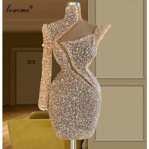 Sparkly Short Cocktail Dresses Sequins Middle East Prom Dresses Beach Party Dresses Evening Wear Costumes Vestidos De Cocktail