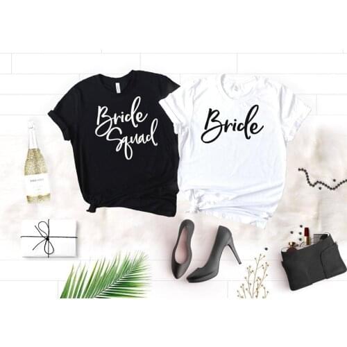 Bride Squad Tshirt Bachelorette Party Harajuku Female Clothing 100% Cotton Funny Letter Women T-shirt Short Sleeve Girl Top Tees