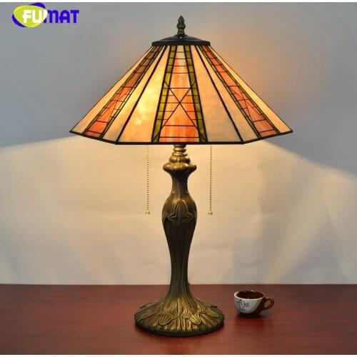 FUMAT European Creative Vintage Art Glass Brief Table Lamp American Tiffany Living Room Restaurant Bedside Deco Table Lights