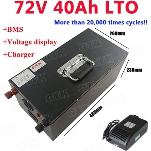 GTK 72V 40Ah Lithium Titanate Battery deep cycle 2.4v LTO cells for golf cart intelligent vehicle+5A Charger