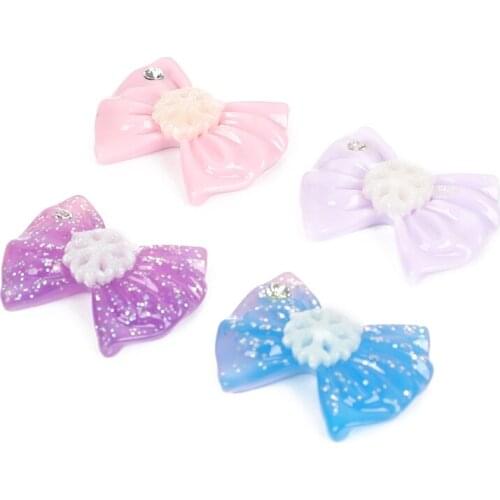 20Ps Resin Kawaii Accessories Snowflower Tie Diamond Flatback Cabochon Embellishment For Scrapbooking Diy Decoration Craft Mixed