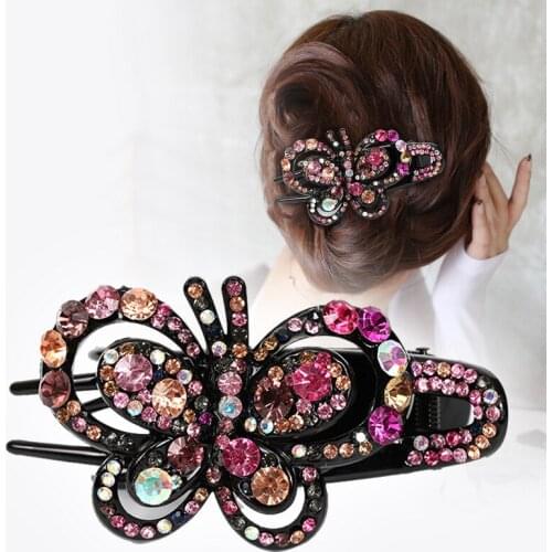 MISANANRYNE Fashion Popular Women Butterfly Crystal Hair Claw Geometric Barrettes Hairpin Retro Crystal Hair Jewelry Accessories