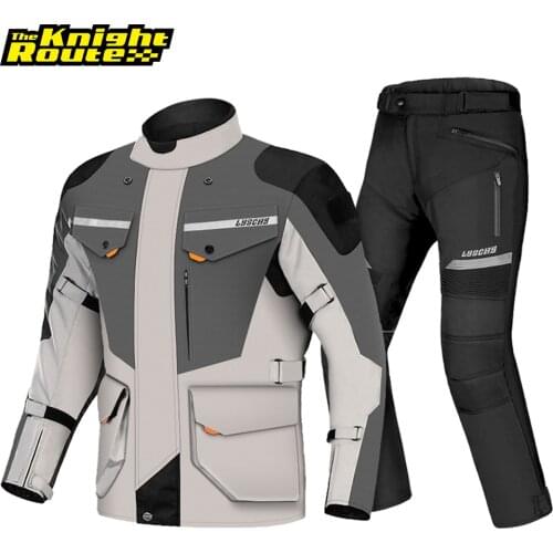 LYSCHY Motorcycle Jacket Pants Suit Cold-proof Waterproof Winter Men Motorbike Riding Moto Jacket Protective Gear Armor Clothing