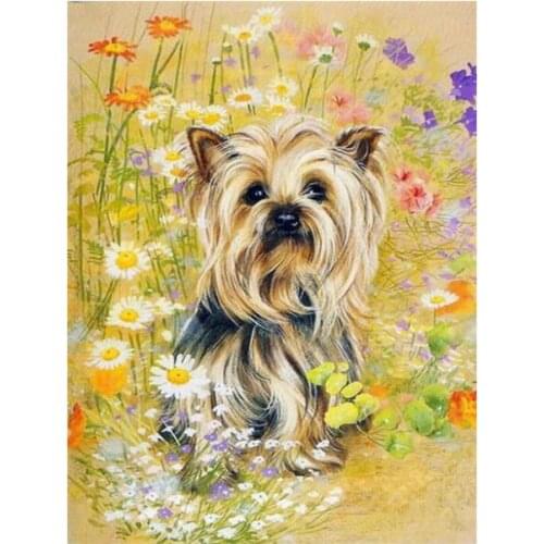 Handmade Diamond Mosaic 5D Diy Diamond Painting Full Square / Round Diamond Embroidery Yorkshire Terrier Rhinestones Decor TY37