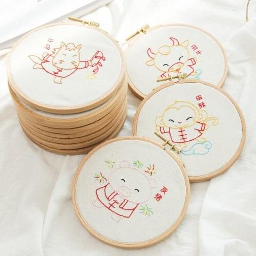 12 Zodiac animals DIY Embroidery Set for Beginner Needlework Kits Chinese Cross Stitch Ribbon Embroidery Arts Craft Sewing Decor