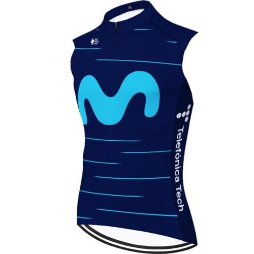No windproof Movistar Masculino Mallots Equipos Masculina Camisa sleeveless Jersey Maillot Ciclismo Hombre Verano Mallot