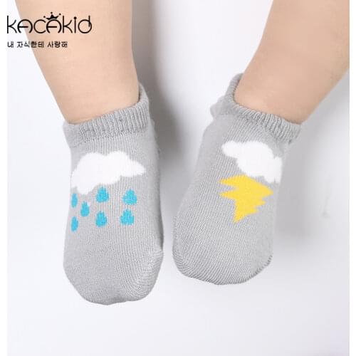 Patchwork Baby Socks Cute Unisex Comfortable And Soft Cotton Socks Babies Warm Socks Lightning Cloud No-Slip Socks 0 - 24 Months