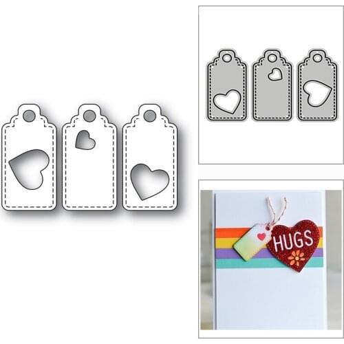 New Heart Stitched Tag Label 2020 Metal Cutting Dies for DIY Scrapbooking and Card Making Decorative Embossing Craft No Stamps