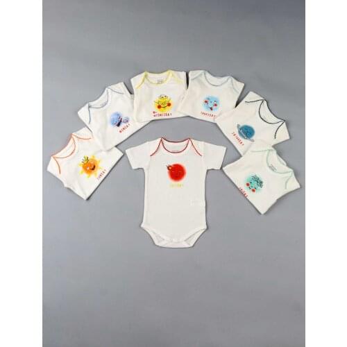 Baby Clothes 7 Pcs/lots Unisex Newborn Boy & Girl Rompers 7 Days Of Week Spesial Cotton Bady Short Sleeve Baby clothing