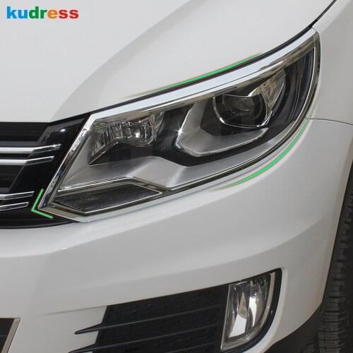For Volkswagen Tiguan 2013 2014 2015 ABS Chrome Car Front Headlight Cover Trim Head Light Lamp Trims Styling Auto Accessories