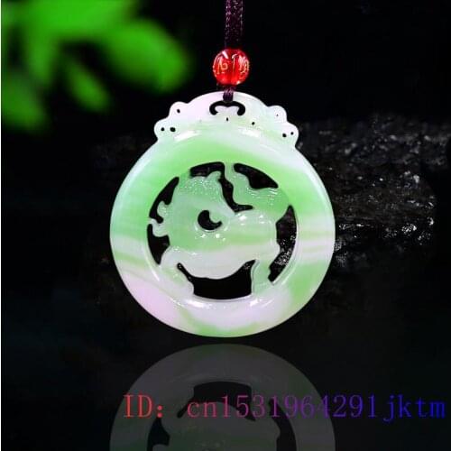 Jade Horse Pendant Fashion Natural Carved Gifts Green White Jadeite Chinese Charm Amulet Double sided Jewelry Gemstone Necklace