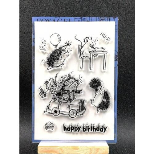 Happy Birthday cartoon little hedgehog Clear Stamp/Seal for DIY scrapbooking/photo album Decorative clear stamp sheets/ A1193