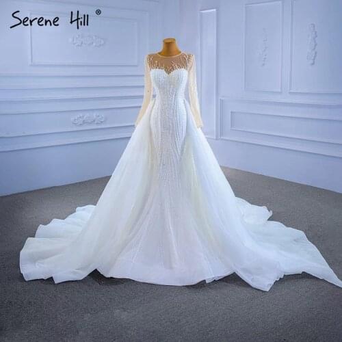 Serene Hill White Detachable Skirt Wedding Dresses 2021 Mermaid Elegant Luxury Bride Gowns HM67315 Custom Made