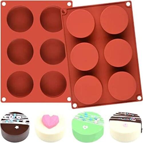 Silicone Cake Molds 6-Cavity Round Shape Chocolate Muffin Mousse Cake Mould Dessert DIY Baking Tray Pastry Decoration Tools