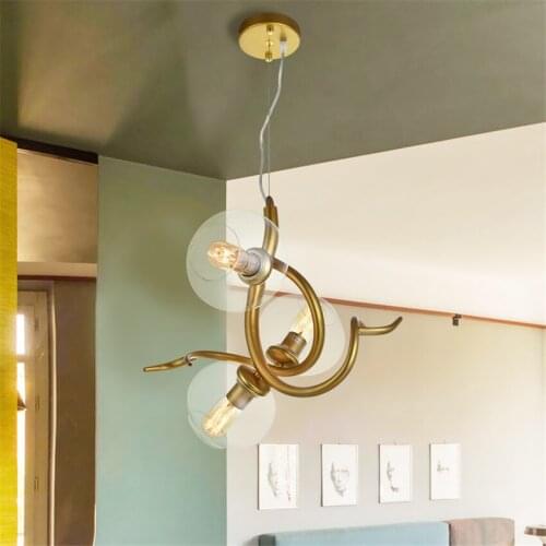 Nordic Winding Iron Pendant Lights Modern Living Room Dining Hanging Lamps Vertebral Tube Restaurant Branch Art Deco Fixtures