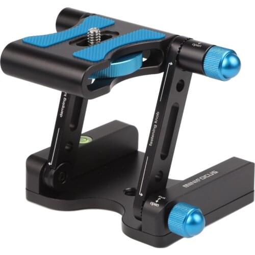 Minifocus Folding Quick Release Plate Z Flex Tilt Head Stand Holder for DSLR Tripod Slider Rail Stabilizer Blue (2 geared knobs)