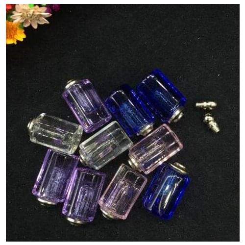 5ets/lot Facet Glass Vial Pendant for Necklace rice art pendant SCREW CAP, name on rice Art Rhinestone Essential oil diy pendant