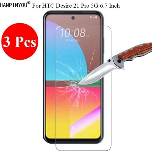 3 Pcs/Lot 9H 2.5D Tempered Glass Screen Protector For HTC Desire 21 Pro 5G 6.7" Protective Film + Clean Tools