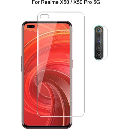 2 in 1 For Realme X50 Pro / X50 5G Camera Lens Film & Screen Protector Guard Protective HD Tempered Glass Explosion Proof