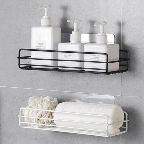 Iron Bathroom Storage Shelf Rack Shampoo Shower Gel Floating Shelf Home Decoration Kitchen Accessories Wall Hanging Rack