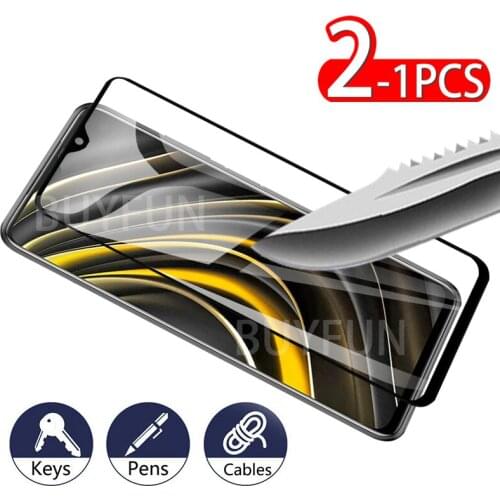 1-2PCS Safety Glass For Xiaomi Poco M3 Screen Protector On For xiaomi poco m3 m 3 xiao mi Screen Protector Tempered Glass 9H