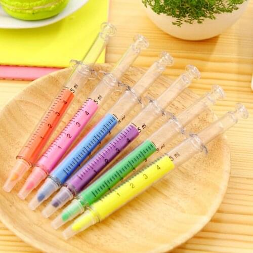 1PC Highlighter Pen Marker Needle Ball Pen Cute Creative Stationery Needle Ball Pen Writing Learning Stationery Art Painting
