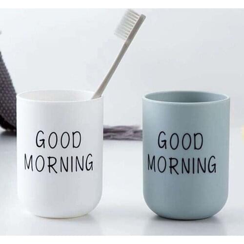 1PC Simple Nordic Travel Portable Washing Cup Home Bathroom Couple Plastic Good Morning Toothbrush Holder Cup Storage Cup