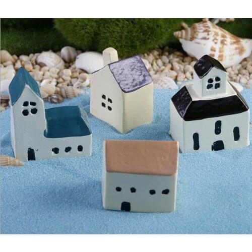 1PC Castle Church Moss Micro Landscape Mediterranean Zakka Creative Decoration House Decoration Resin Crafts KS 028