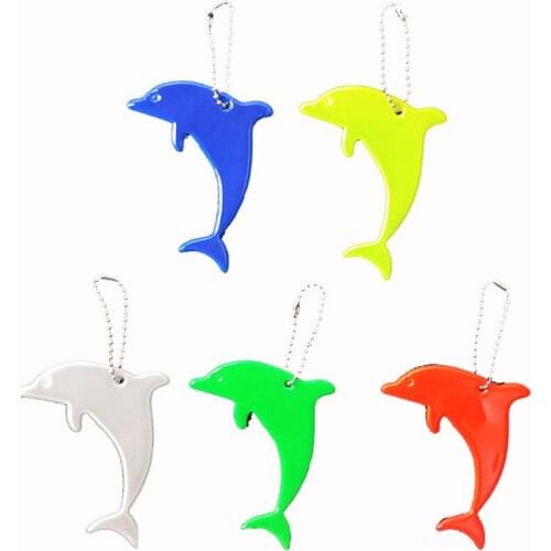 Cute Anime Dolphin Reflective Keychain Bag Pendant Accessories High Visibility Keyrings For Traffic Safety Use