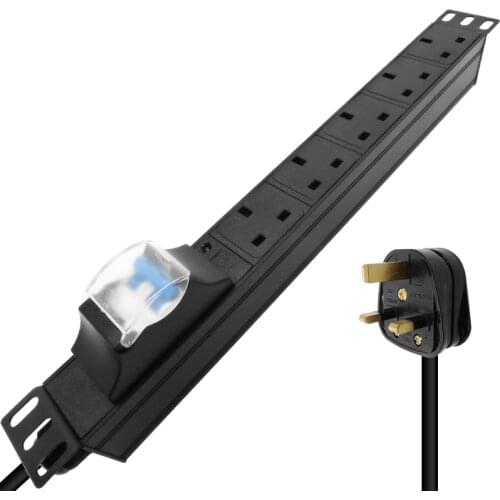 1U 5 Units British PDU Power Strip Universal UK Socket adapter Aluminum shell Air protection switch LED indication Security