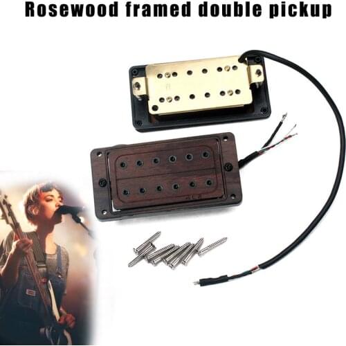 2 Pcs Rose Wood Electric Guitar Humbucker Pickup Portable with Screws Accessories ASD88