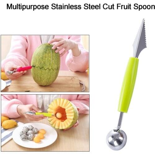 2 In 1 Dual-head Fruit Dig Ball Spoon Carving Knife Kiwi Fruit Waterlemon Scoop Melon Digger Fruit Jar Mashed Baller Cutter