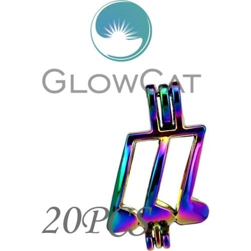 20x CC754 Rainbow Colors Musical Note Stone Beads Cage Jewelry Making Essential Oil Diffuser Pearl Cage Locket Pendant