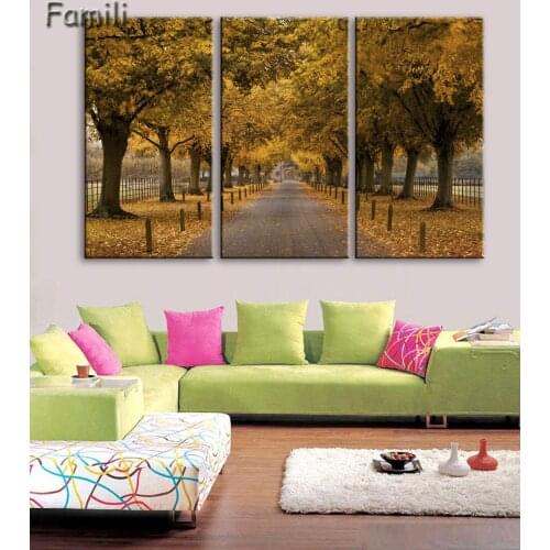 3pcs Canvas Painting Print Dream Road Snow White Abstract Tree Decorative Landscape Wall Art Picture Poster Mural Home Decor
