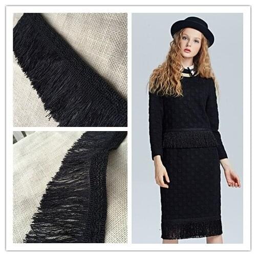 3Yards / batch) Exquisite black tassel lace Fashion dress dress lace accessories 9.5 cm wide GRL0469