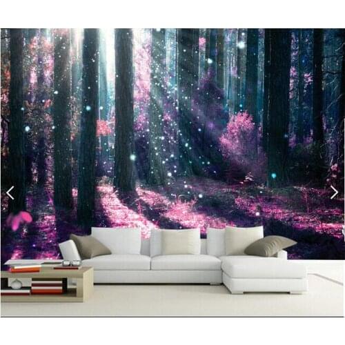 3d wallpaper custom mural non-woven 3d room wallpaper Beautiful purple forest tree painting mural photo 3d wall murals wallpaper