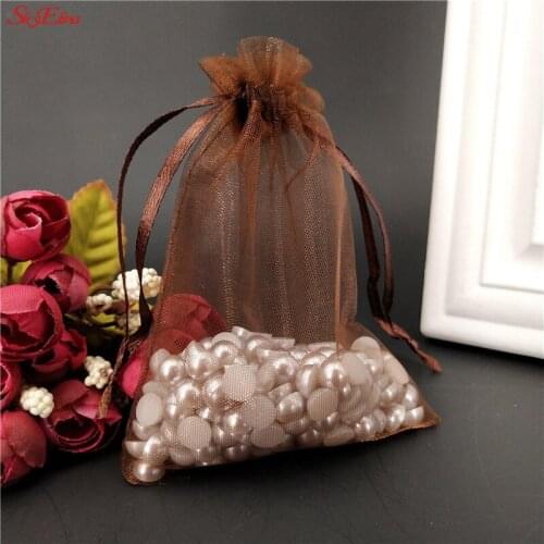 50Pcs 9x12 CM Organza Bags Jewelry Wedding Decoration Drawable Bags Candy Bags Gift Pouches Beam Pocket 19 Colors 5ZSH313-50