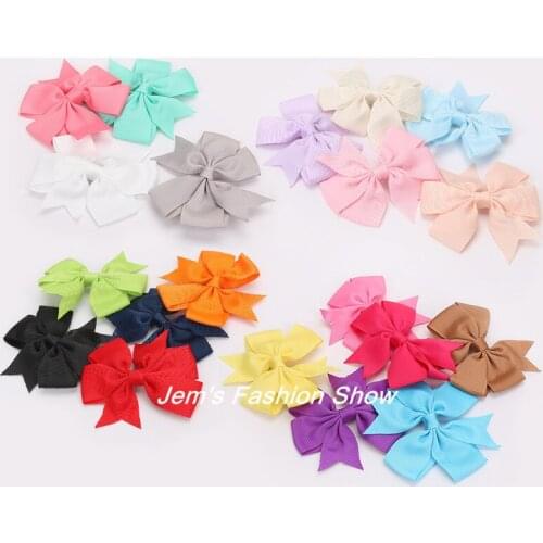 50pcs/lot Kid Grosgrain Satin Dovetail Ribbon Hair Pin wheel Bows with Duckbill clip Girls' Hair Accessories Boutique Bows