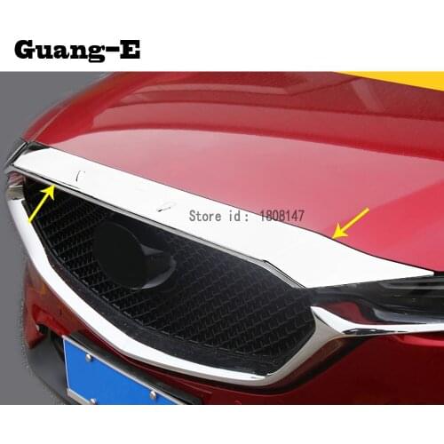 Car Abs Chrome Front Engine Machine Grille Upper Hood Stick Lid Trim Lamp Hoods For Mazda Cx5 2nd Gen 2017 2018 2019 2020 2021