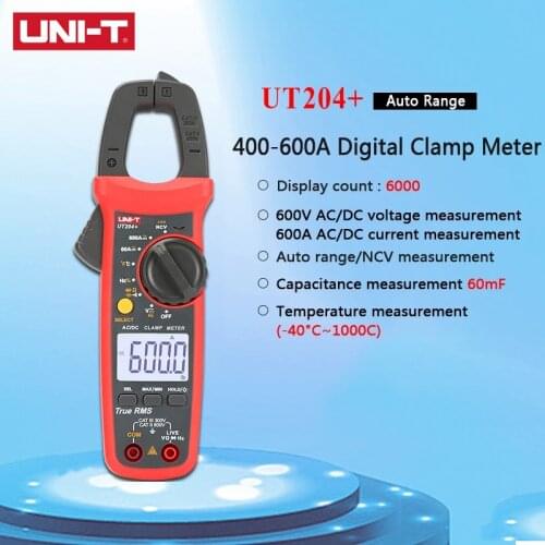 UNI-T UT201+/UT202+/UT202A+/UT203+/UT204+ Digital Clamp Multimeter AC DC current voltage Multimeter Capacitance Temperature Test