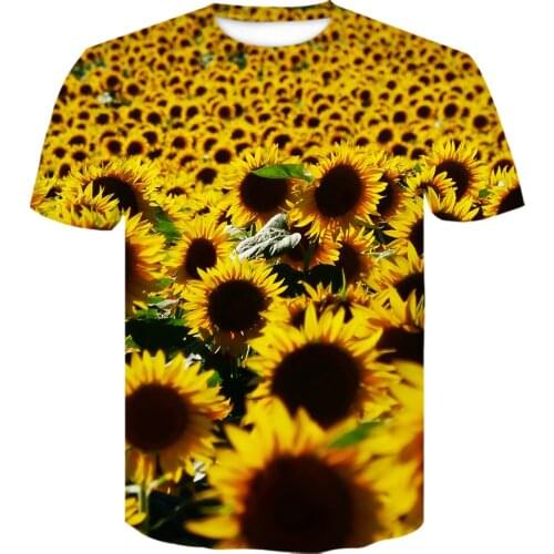 New color Beautiful sunflower flowers Harajuku 3D printed Man Woman clothing hip hop t shirt unisex short sleeve streetwear
