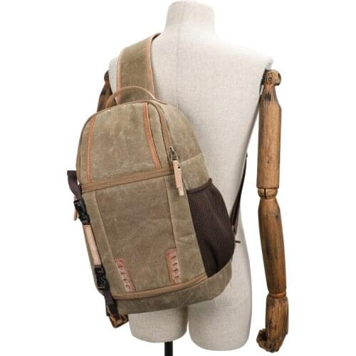 Canvas Leather Photo Camera Sling Bag Shoulder Cross Digital Video Case Waterproof SLR Men Women Bag for Canon Nikon Sony DSLR