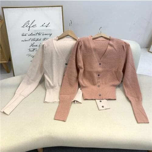 2021 women fashion V-neck knitted cardigan jacket top hq20210804