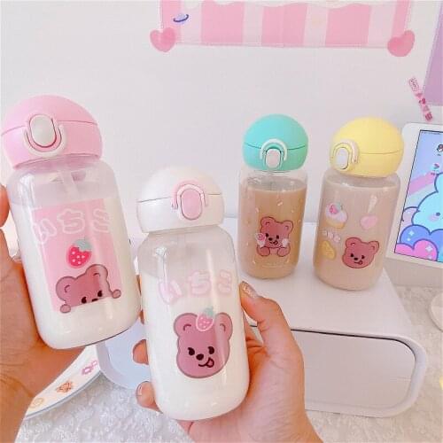 Kawaii Kids Water Cup Creative Cartoon Baby Feeding Cups With Straws Leakproof Water Bottles Outdoor Portable Childrens Cups