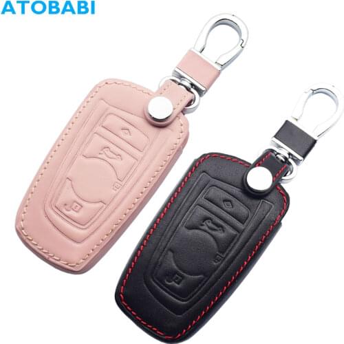 Leather Car Key Case 4 Buttons Smart Keyless Entry Remote Control Protector Cover For BMW 1 3 4 5 6 7 Series X3 X4 M5 M6 GT3 GT5