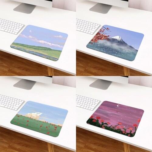 Kawaii Mouse Pad Fresh oil painting Cute Deskpad Gaming Wrinting Cute Desk Mats for Office Home PC Computer Keyboard Protector