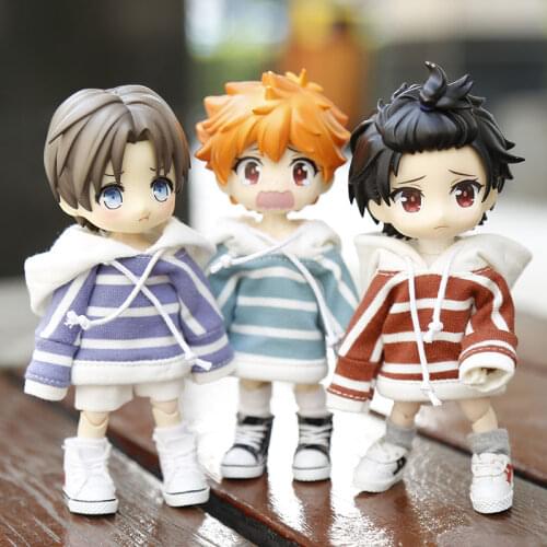 New Doll Clothes,Fashion Stripe Long Sleeve Sport Sweater for ob11,obitsu 11,holala,1/12bjd doll clothes accessories